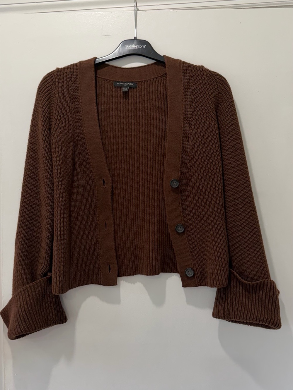 Banana Republic Chocolate Brown Ribbed Button Cardigan